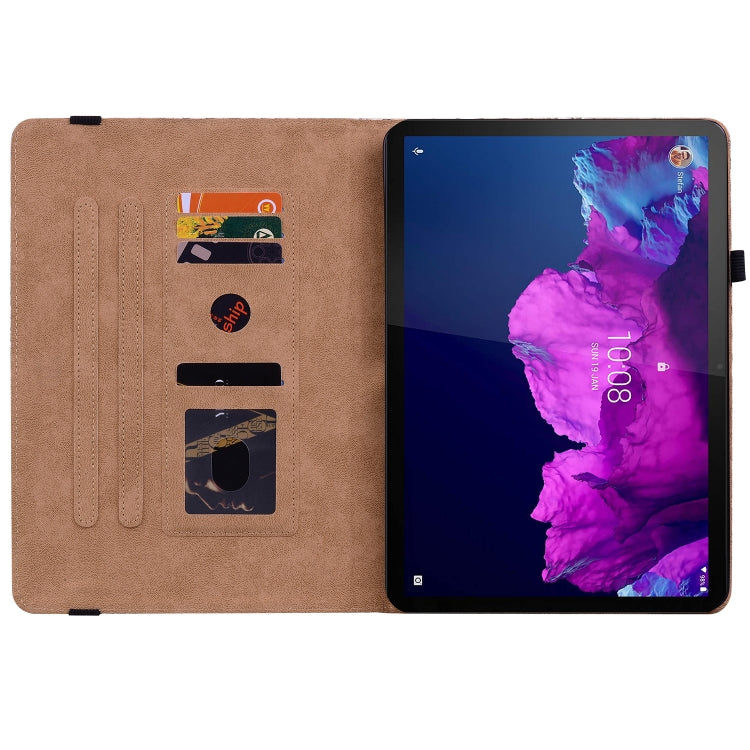Sandsberg | Für Lenovo Tab P11 TB-J606F Farbgewebe Leder-Tablet-Hülle mit Halter (Braun)