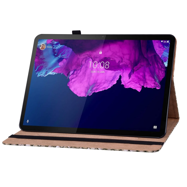 Sandsberg | Für Lenovo Tab P11 TB-J606F Farbgewebe Leder-Tablet-Hülle mit Halter (Braun)