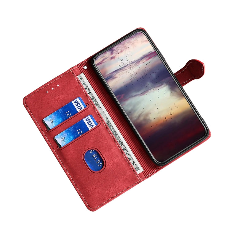 Für Google Pixel 6a Haut Fühlen Strohhut Magnetverschluss Leder Handyhülle (Rot)