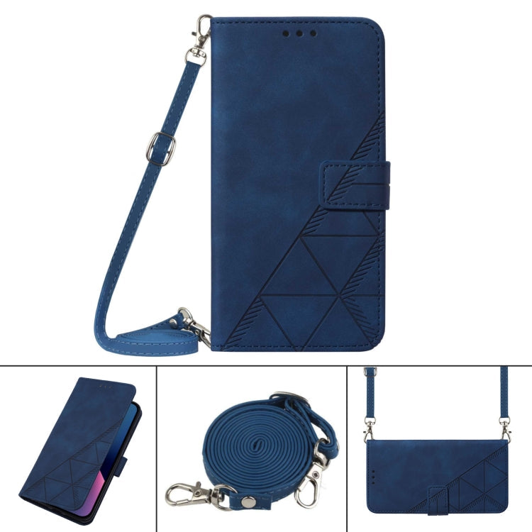 Für Google Pixel 6a Crossbody 3D-geprägte Flip-Leder-Handyhülle (Blau)