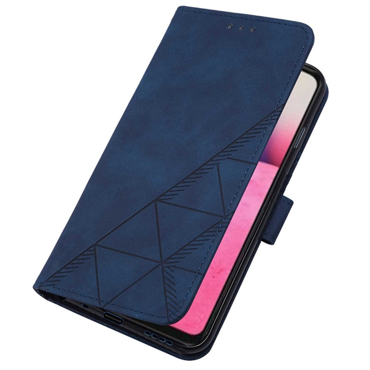 Für Google Pixel 6a Crossbody 3D-geprägte Flip-Leder-Handyhülle (Blau)