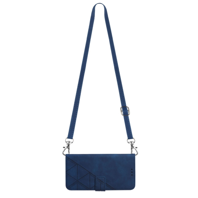 Für Google Pixel 6a Crossbody 3D-geprägte Flip-Leder-Handyhülle (Blau)