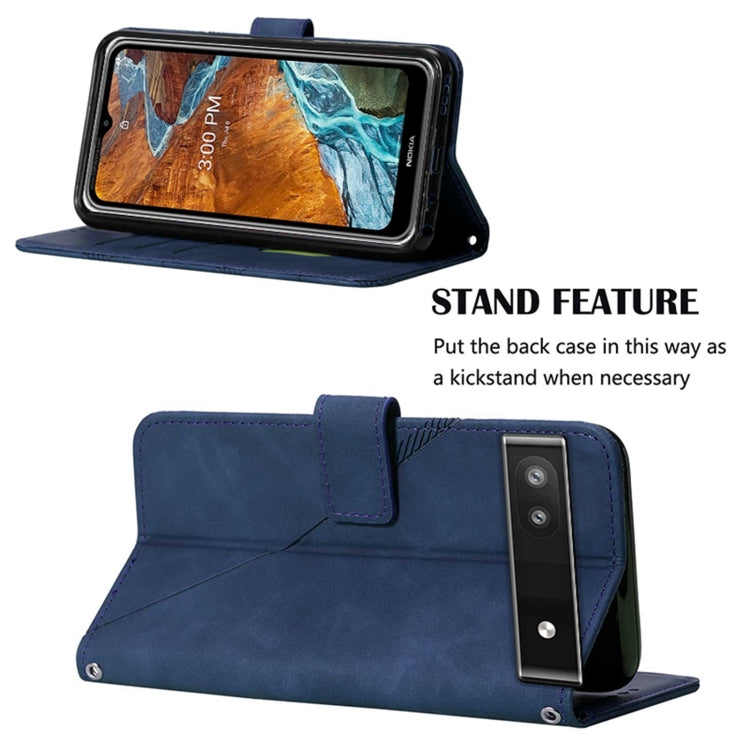 Für Google Pixel 6a Crossbody 3D-geprägte Flip-Leder-Handyhülle (Blau)