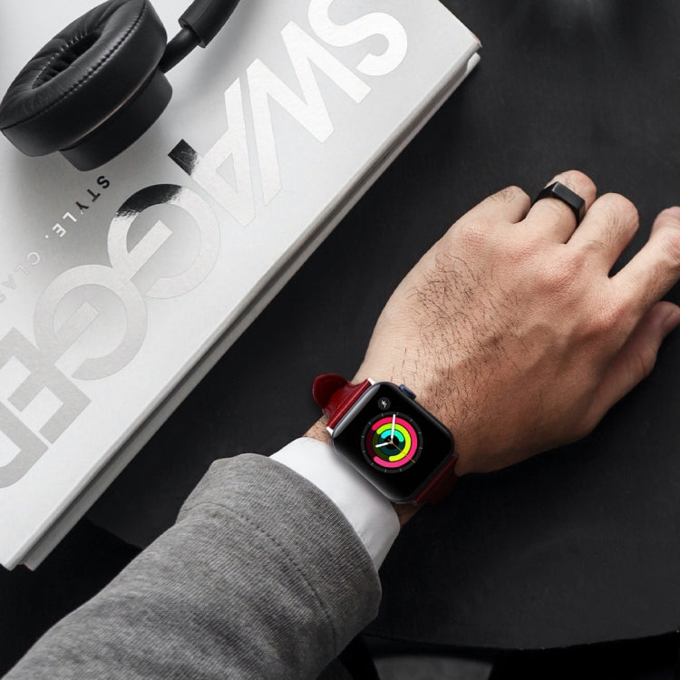 Sandsberg | Echtes Leder Armband für Apple Watch Ultra 49mm&Watch Ultra 2 49mm / Series 9&8&7 45mm / SE 3&SE 2&6&SE&5&4 44mm / 3&2&1 42mm (Baum Creme Rot)