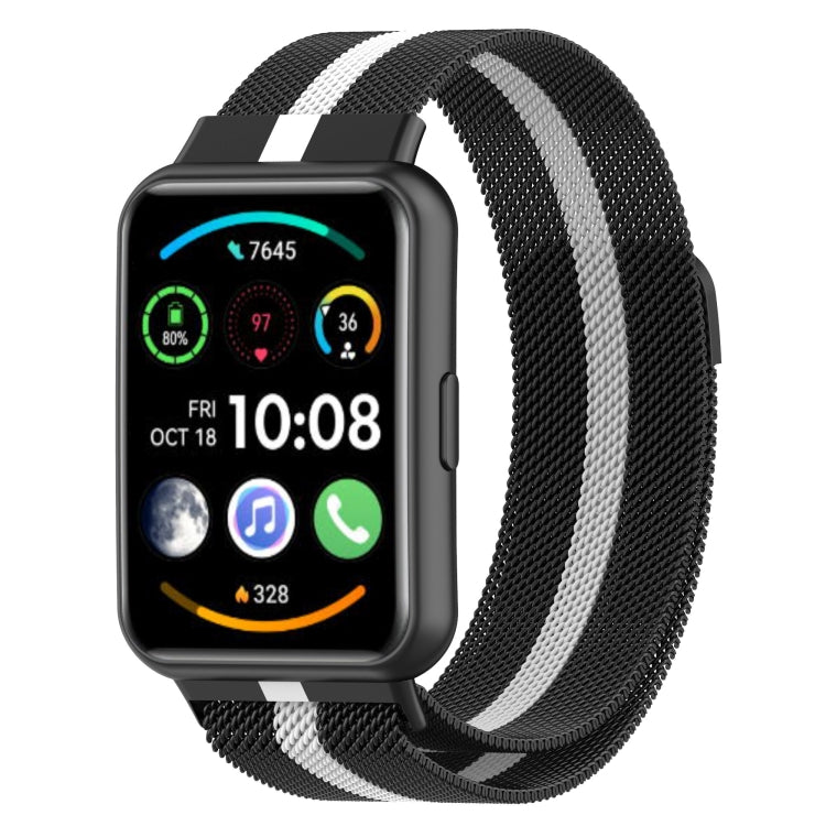 Sandsberg | Für Huawei Watch Fit 2 Milan Magnetische Edelstahl-Uhrenarmband (Schwarz Weiß)