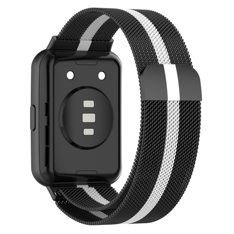 Sandsberg | Für Huawei Watch Fit 2 Milan Magnetische Edelstahl-Uhrenarmband (Schwarz Weiß)