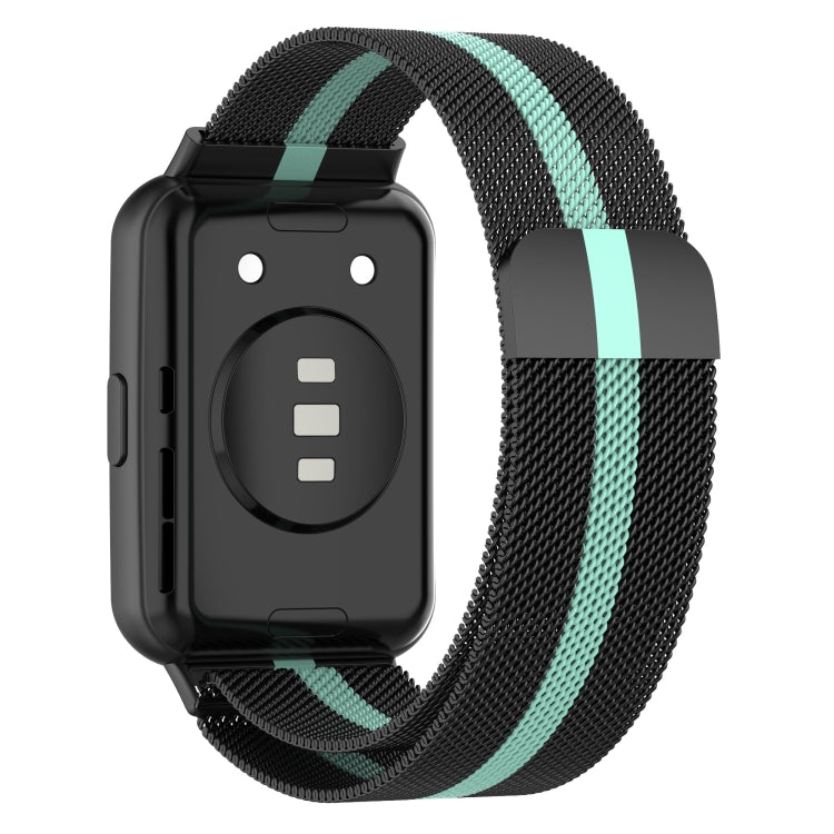 Sandsberg | Für Huawei Watch Fit 2 Milan Magnetische Edelstahl-Uhrband (Schwarz Grün)