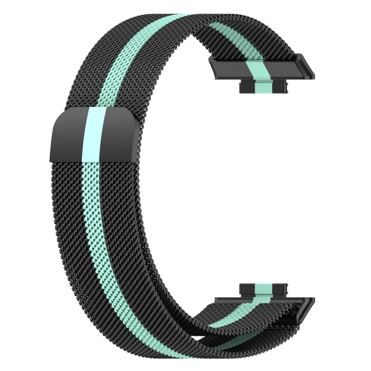Sandsberg | Für Huawei Watch Fit 2 Milan Magnetische Edelstahl-Uhrband (Schwarz Grün)