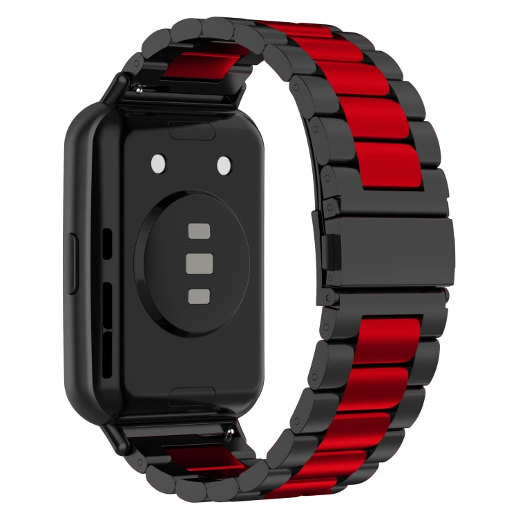 Sandsberg | Für Huawei Watch Fit 2 Drei-Perlen Metall Edelstahl Armband (Schwarz Rot)