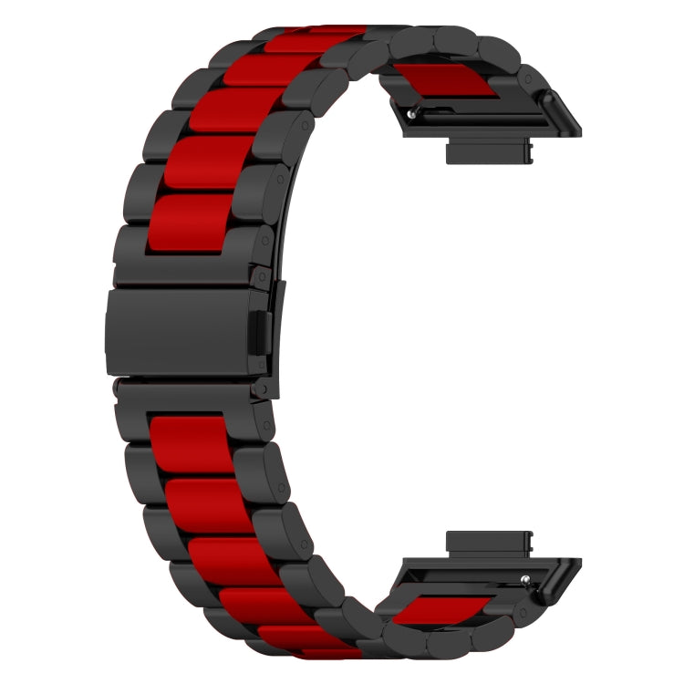 Sandsberg | Für Huawei Watch Fit 2 Drei-Perlen Metall Edelstahl Armband (Schwarz Rot)
