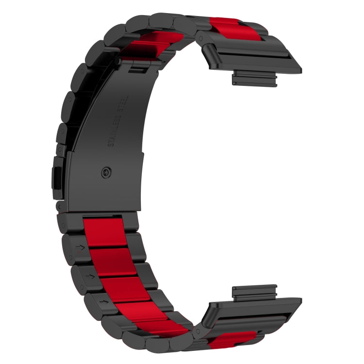 Sandsberg | Für Huawei Watch Fit 2 Drei-Perlen Metall Edelstahl Armband (Schwarz Rot)