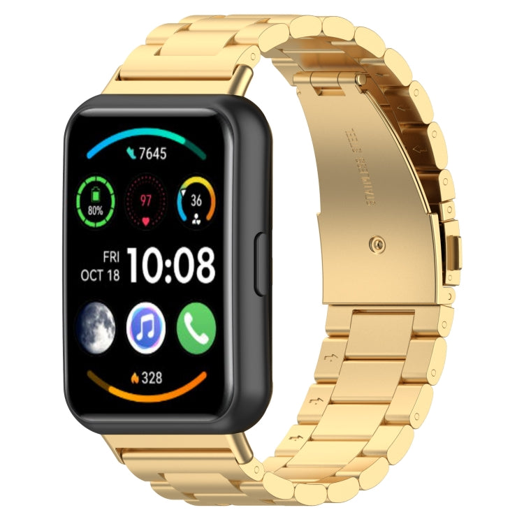 Sandsberg | Für Huawei Watch Fit 2 Drei-Perlen Metall Edelstahl Uhrenarmband (Gold)