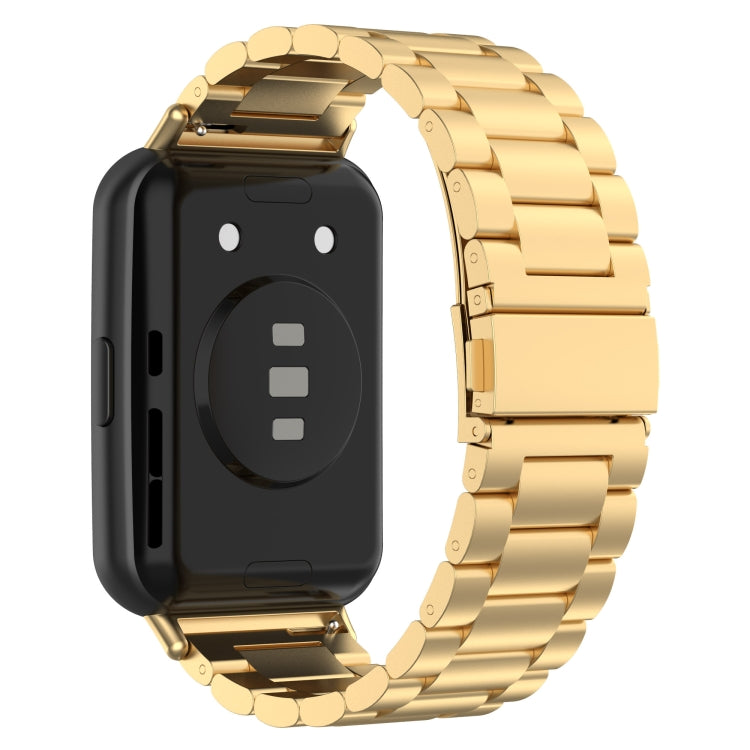 Sandsberg | Für Huawei Watch Fit 2 Drei-Perlen Metall Edelstahl Uhrenarmband (Gold)