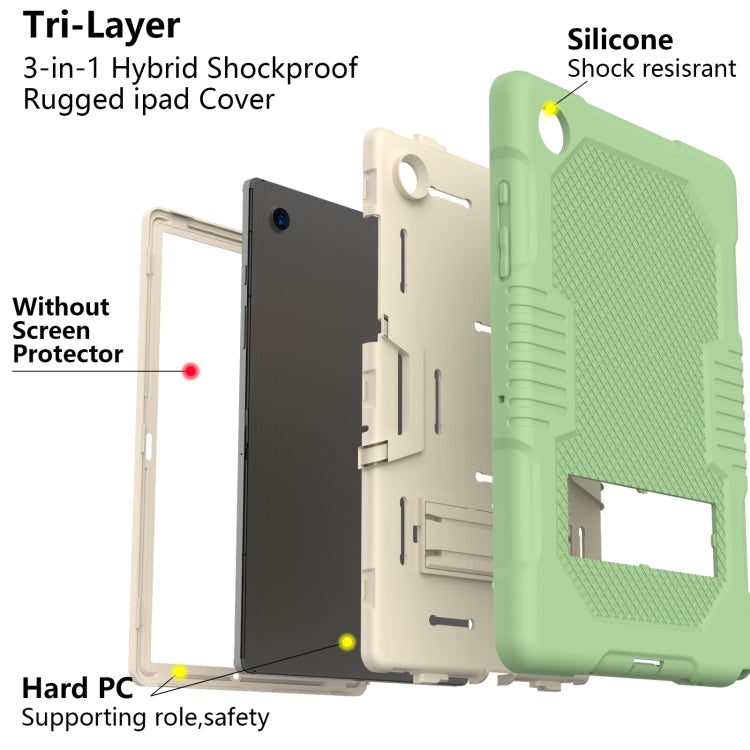 Sandsberg | Für Samsung Galaxy Tab A8 10.5 2021 X200 Kontrastfarbe Roboter Stoßfest Silikon + PC Tablet Tasche (Matcha Grün)