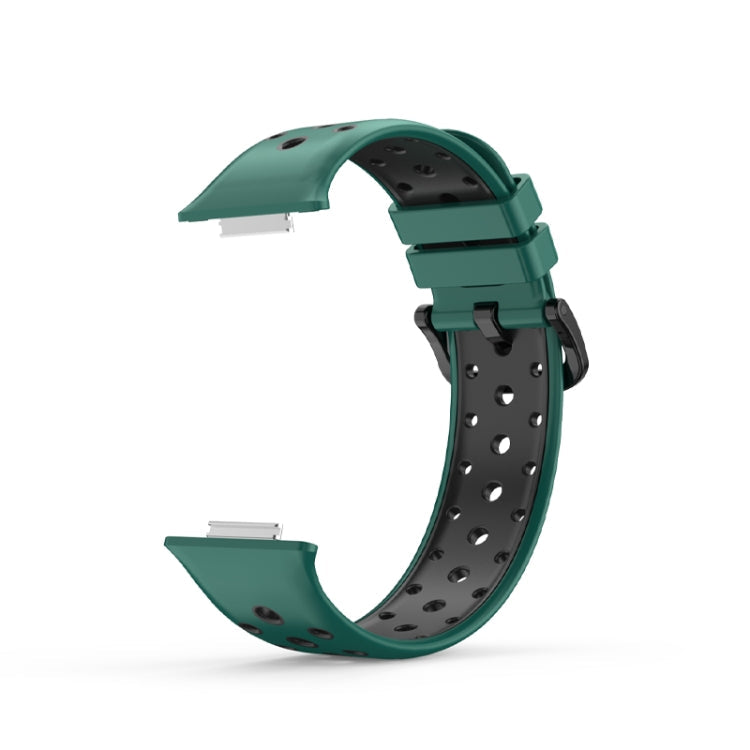 Sandsberg | Für Huawei Watch Fit 2 Zwei-Farben Silikon Uhrband (Dunkelgrün)