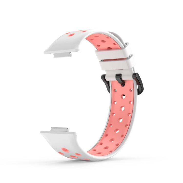 Sandsberg | Für Huawei Watch Fit 2 Zwei-Farben Silikon-Uhrenarmband (Weiß + Rosa)