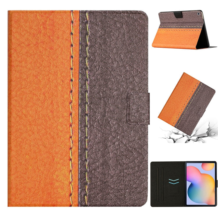Sandsberg | Für Samsung Galaxy Tab A7 10.4 2020 T500 Nähen Einfarbige Smarte Leder Tablet Hülle (Orange)