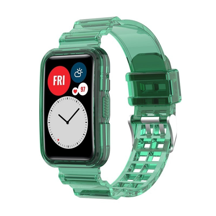 Sandsberg | Für Huawei Watch Fit 2 Integriertes Transparentes Silikon-Uhrenarmband (Transparent Grün)