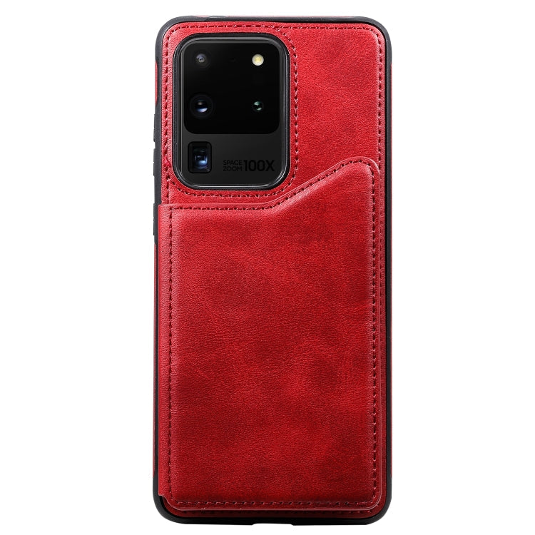 Sandsberg | Für Galaxy S20 Ultra Kalbsleder Textur Horizontale Flip Ledertasche mit Halter & Kartenfächern & Rahmen (Rot)