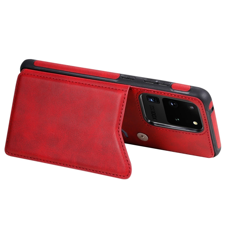 Sandsberg | Für Galaxy S20 Ultra Kalbsleder Textur Horizontale Flip Ledertasche mit Halter & Kartenfächern & Rahmen (Rot)