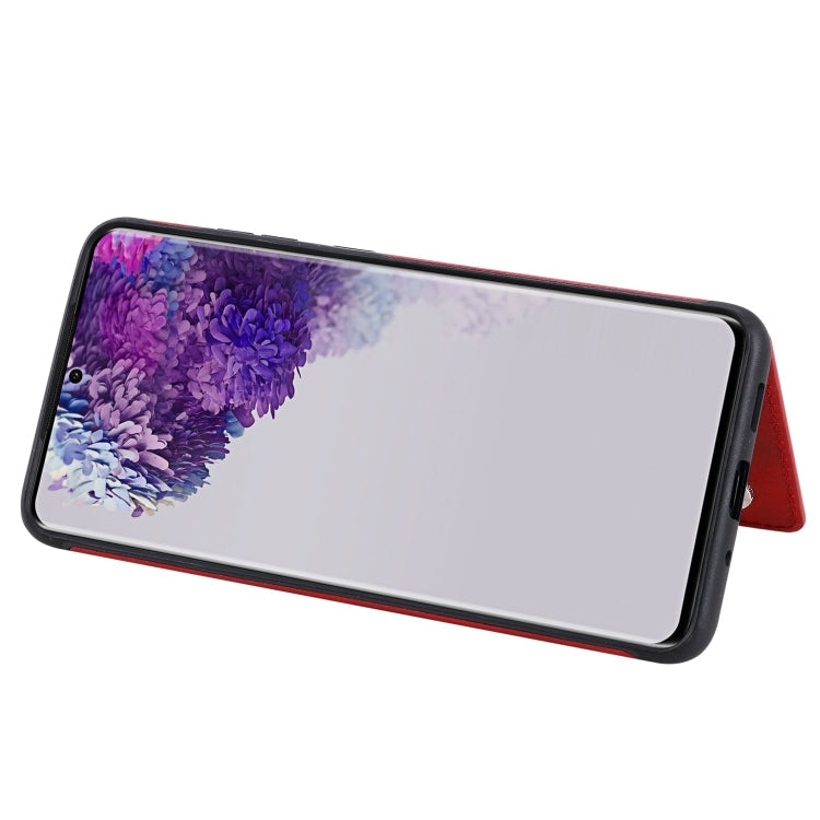 Sandsberg | Für Galaxy S20 Ultra Kalbsleder Textur Horizontale Flip Ledertasche mit Halter & Kartenfächern & Rahmen (Rot)