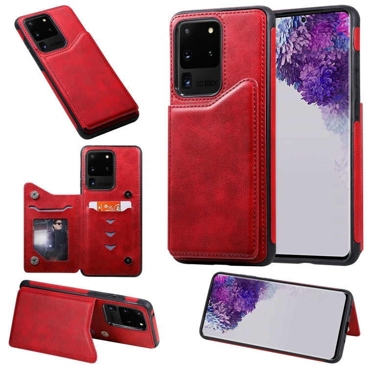 Sandsberg | Für Galaxy S20 Ultra Kalbsleder Textur Horizontale Flip Ledertasche mit Halter & Kartenfächern & Rahmen (Rot)