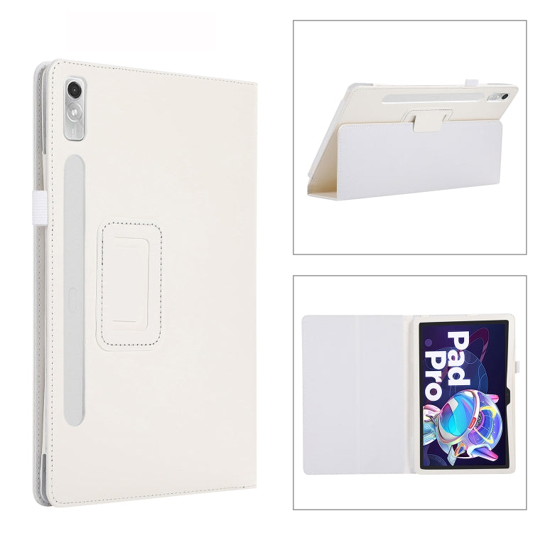 Sandsberg | Für Lenovo Tab P11 Pro Gen 2 Litchi Texture Leder Tablet-Hülle mit Halter (Weiß)