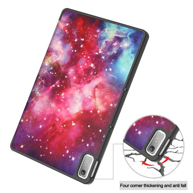 Sandsberg | Für Lenovo Tab P11 Gen 2 Custer Painted 3-Fold Holder Leder Smart Tablet-Hülle (Milchstraße Nebel)