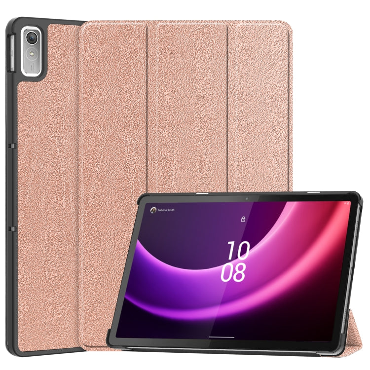 Sandsberg | Für Lenovo Tab P11 Gen 2 Custer Pure Color 3-fach Halter Leder Smart Tablet Hülle (Roségold)