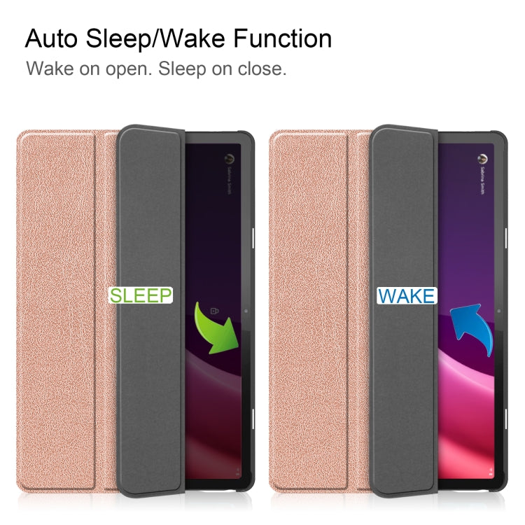 Sandsberg | Für Lenovo Tab P11 Gen 2 Custer Pure Color 3-fach Halter Leder Smart Tablet Hülle (Roségold)