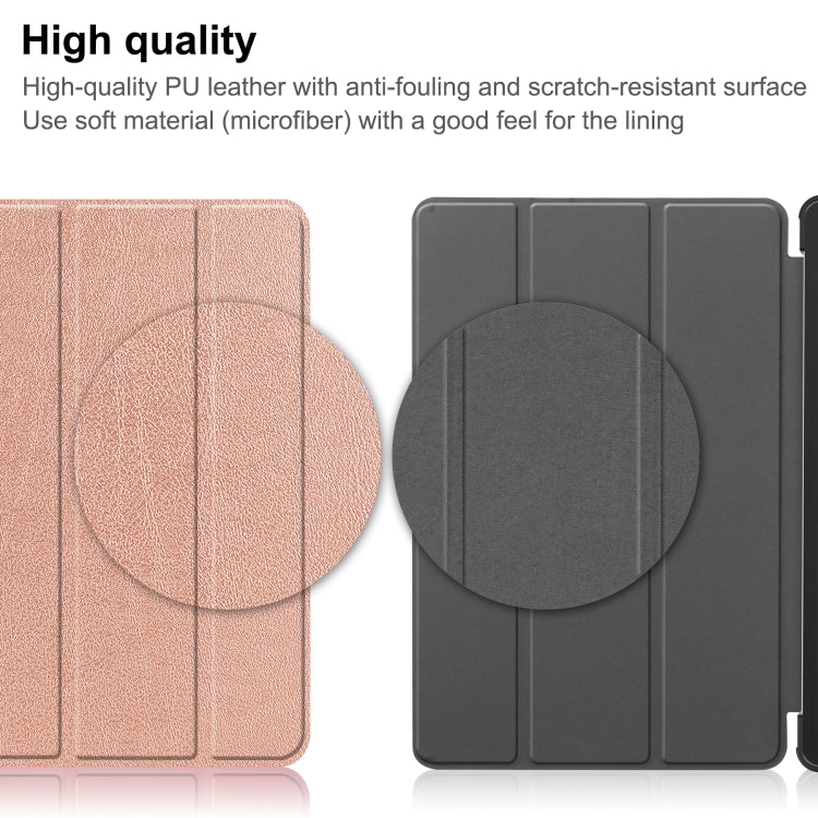 Sandsberg | Für Lenovo Tab P11 Gen 2 Custer Pure Color 3-fach Halter Leder Smart Tablet Hülle (Roségold)