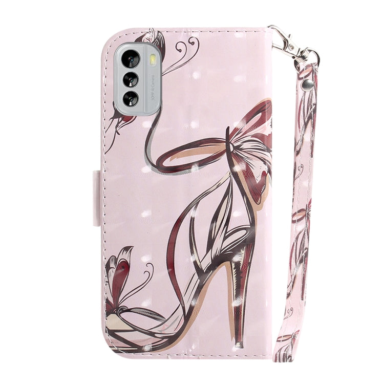 Sandsberg | Für Nokia G60 3D Farbige Muster Flip Leder Handyhülle (Schmetterling High-Heels)