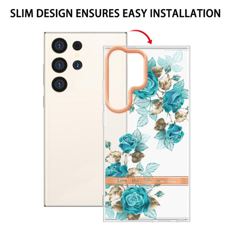 Für Samsung Galaxy S24 Ultra 5G Blumen und Pflanzen Serie IMD TPU Handyhülle (Blaue rose)