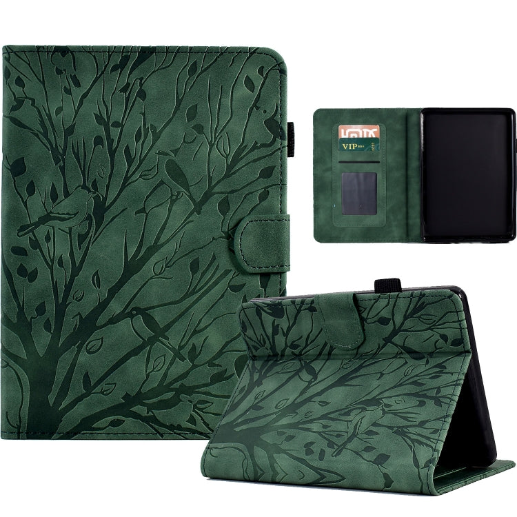 Sandsberg | Für Amazon Kindle Paperwhite 2021 Fortune Tree Druckblumen PU Tablet-Hülle mit Aufwach-/Schlaf-Funktion (Grün)
