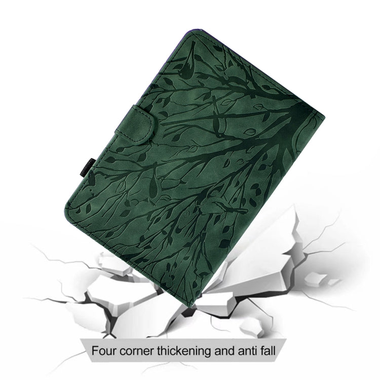 Sandsberg | Für Amazon Kindle Paperwhite 2021 Fortune Tree Druckblumen PU Tablet-Hülle mit Aufwach-/Schlaf-Funktion (Grün)