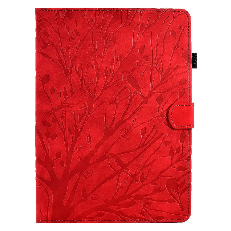 Sandsberg | Für Lenovo Tab P11 J606F Fortune Tree Pressure Flower PU Tablet-Hülle mit Aufwach- / Schlaf-Funktion (Rot)