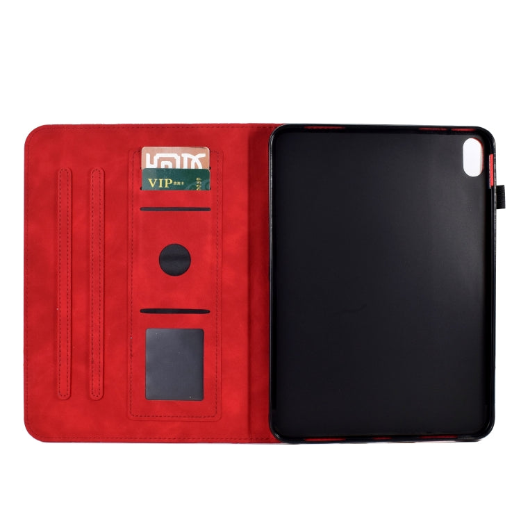 Sandsberg | Für Lenovo Tab P11 J606F Fortune Tree Pressure Flower PU Tablet-Hülle mit Aufwach- / Schlaf-Funktion (Rot)
