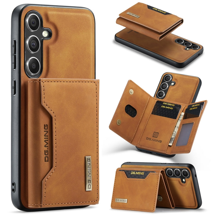 Für Samsung Galaxy S24+ 5G DG.MING M2 Serie 3-Fach Multi Karten Tasche + Magnetische Handyhülle (Braun)