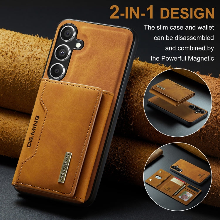 Für Samsung Galaxy S24+ 5G DG.MING M2 Serie 3-Fach Multi Karten Tasche + Magnetische Handyhülle (Braun)
