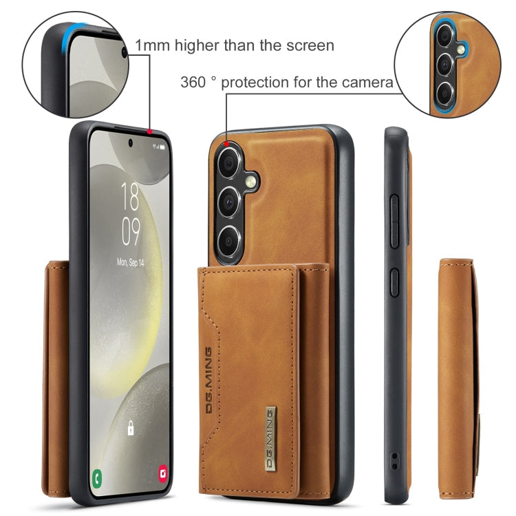 Für Samsung Galaxy S24+ 5G DG.MING M2 Serie 3-Fach Multi Karten Tasche + Magnetische Handyhülle (Braun)