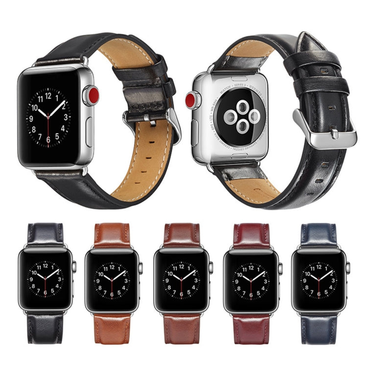 Sandsberg | Für Apple Watch Series 7 41mm / 6 & SE & 5 & 4 40mm / 3 & 2 & 1 38mm Crazy Horse Textur Vollnarbenleder Uhrenarmband (Schwarz)