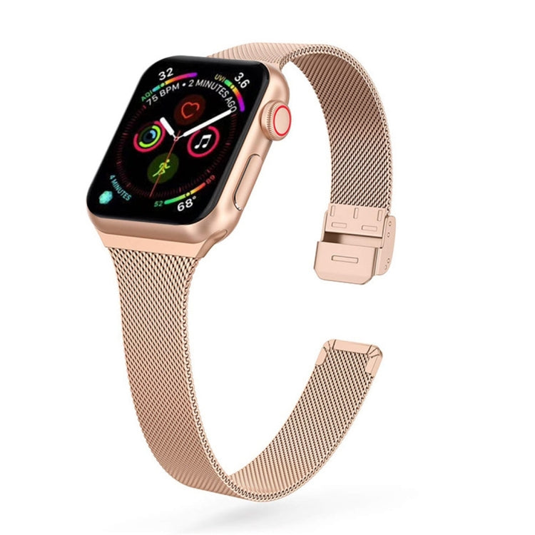 Sandsberg | Für Apple Watch Series 7 45mm / 6 & SE & 5 & 4 44mm / 3 & 2 & 1 42mm Milanese Edelstahl Armband (Roségold)