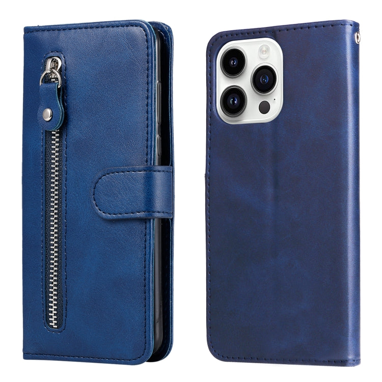 Sandsberg | Für iPhone 15 Pro Max Mode Kalbsledertextur Reißverschluss Handyhülle (Blau)