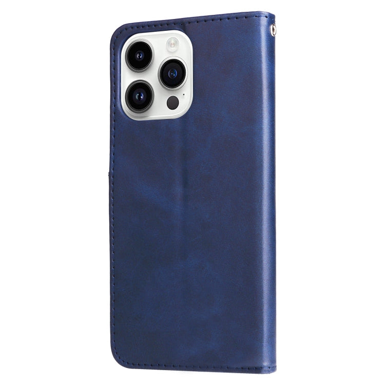 Sandsberg | Für iPhone 15 Pro Max Mode Kalbsledertextur Reißverschluss Handyhülle (Blau)