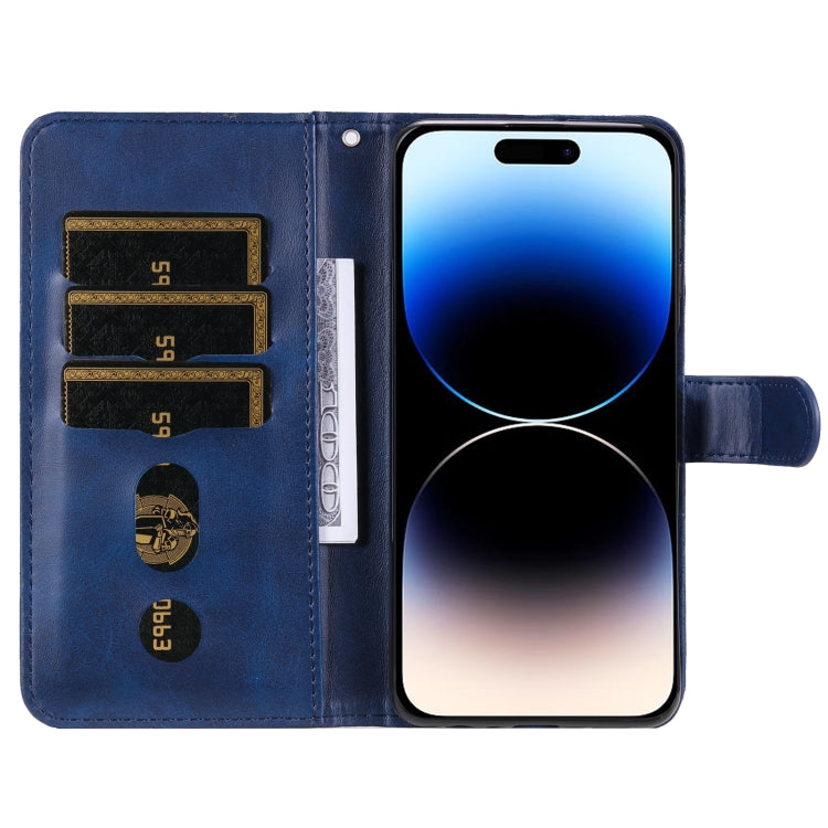 Sandsberg | Für iPhone 15 Pro Max Mode Kalbsledertextur Reißverschluss Handyhülle (Blau)