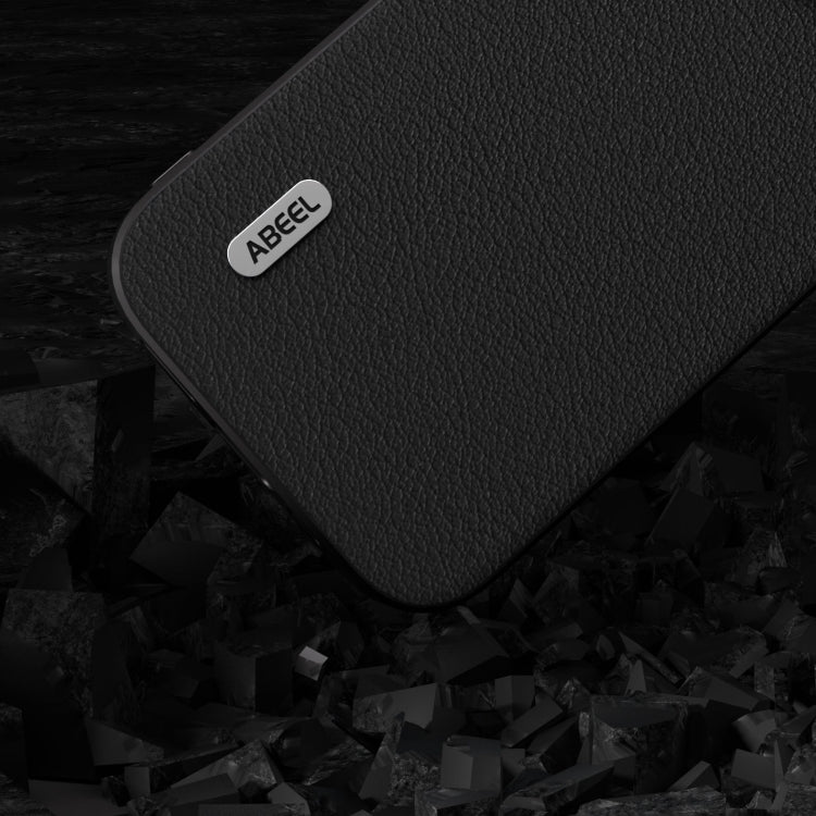 Sandsberg | Für iPhone 15 Pro ABEEL Echtes Leder Welle Schwarz Rand Handyhülle (Schwarz)