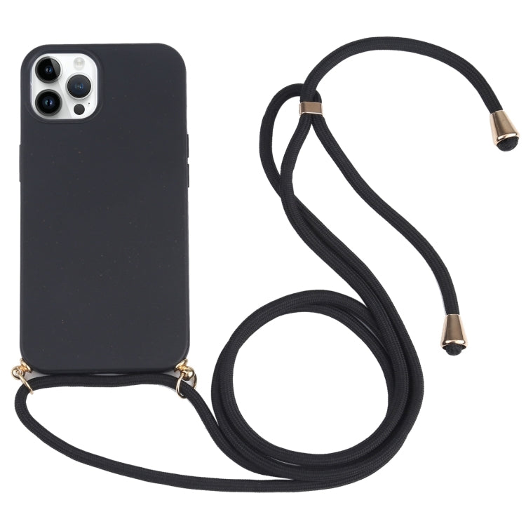 Sandsberg | Für iPhone 15 Pro Weizenstroh TPU Stoßfeste Telefonhülle mit Halsband (Schwarz)