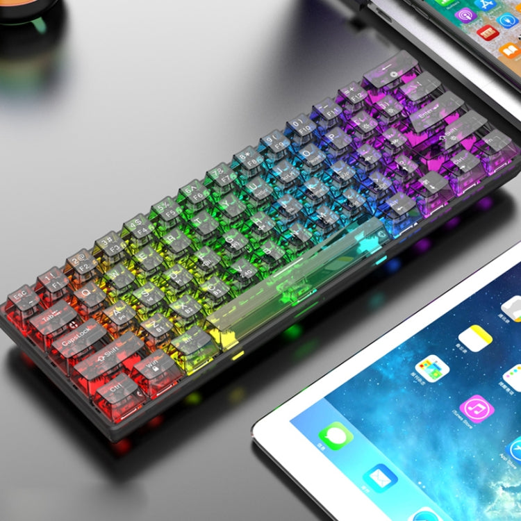 Sandsberg | XUNFOX K30 Pro 2.4G + BT + Kabelgebunden Transparent 61-Tasten Mechanische Weiße Achse Tastatur (Schwarz)