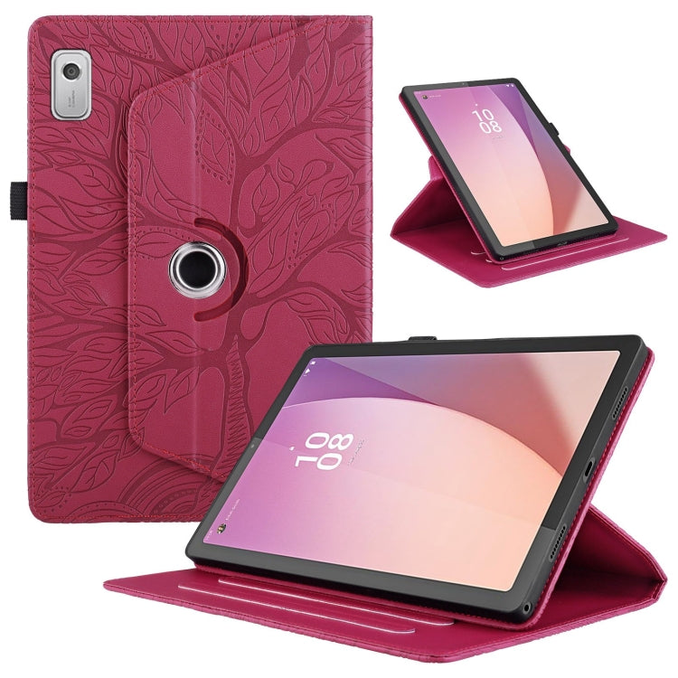 Sandsberg | Für Lenovo Tab M9 Tree Life Prägung Rotations-Leder-Tablet-Hülle (Rot)