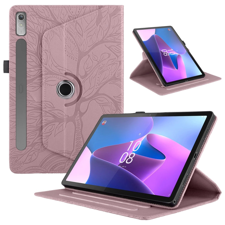 Sandsberg | Für Lenovo Tab P11 Pro 2. / Xiaoxin Pad 11 Pro Tree Life Prägung Rotations-Leder-Tablet-Hülle (Roségold)